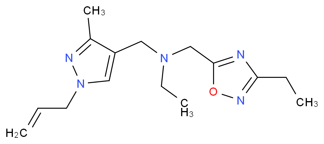 N-[(1-allyl-3-methyl-1H-pyrazol-4-yl)methyl]-N-[(3-ethyl-1,2,4-oxadiazol-5-yl)methyl]ethanamine_分子结构_CAS_)