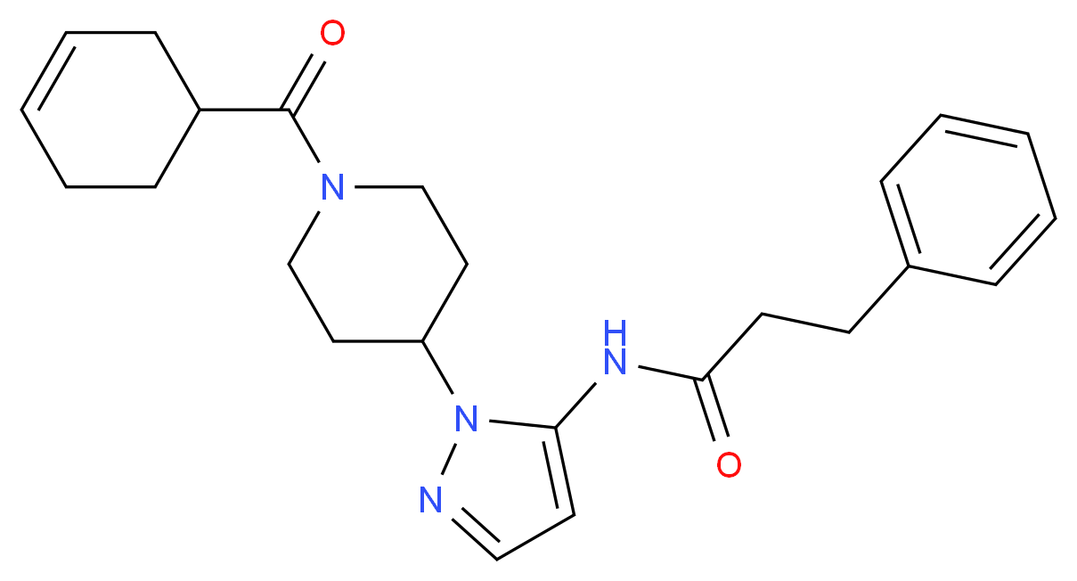 N-{1-[1-(3-cyclohexen-1-ylcarbonyl)-4-piperidinyl]-1H-pyrazol-5-yl}-3-phenylpropanamide_分子结构_CAS_)