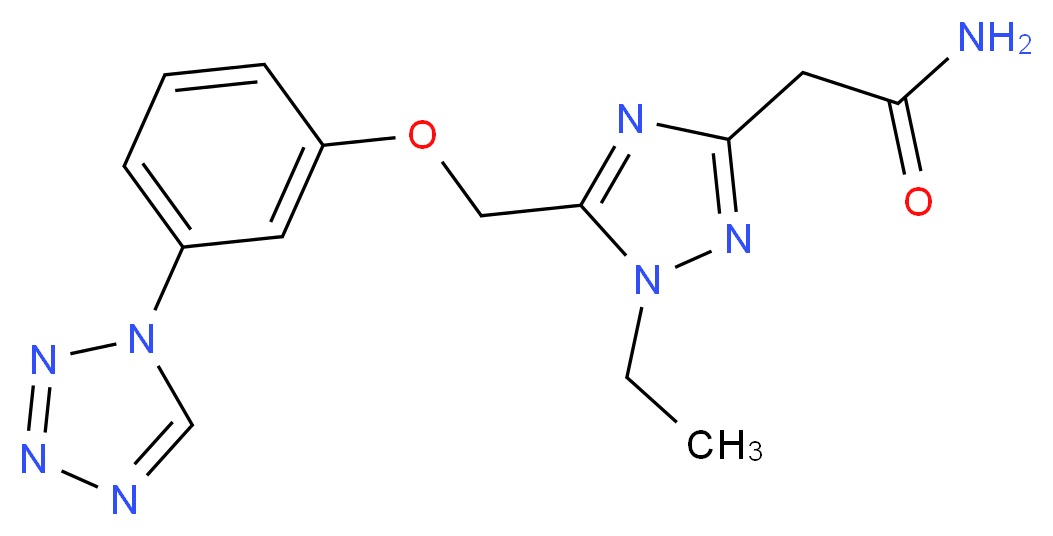2-(1-ethyl-5-{[3-(1H-tetrazol-1-yl)phenoxy]methyl}-1H-1,2,4-triazol-3-yl)acetamide_分子结构_CAS_)