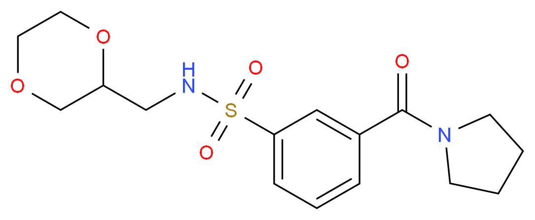 N-(1,4-dioxan-2-ylmethyl)-3-(pyrrolidin-1-ylcarbonyl)benzenesulfonamide_分子结构_CAS_)