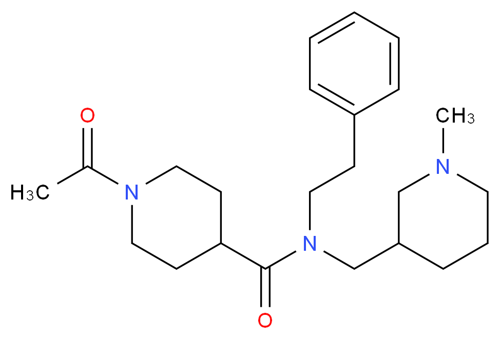 1-acetyl-N-[(1-methyl-3-piperidinyl)methyl]-N-(2-phenylethyl)-4-piperidinecarboxamide_分子结构_CAS_)