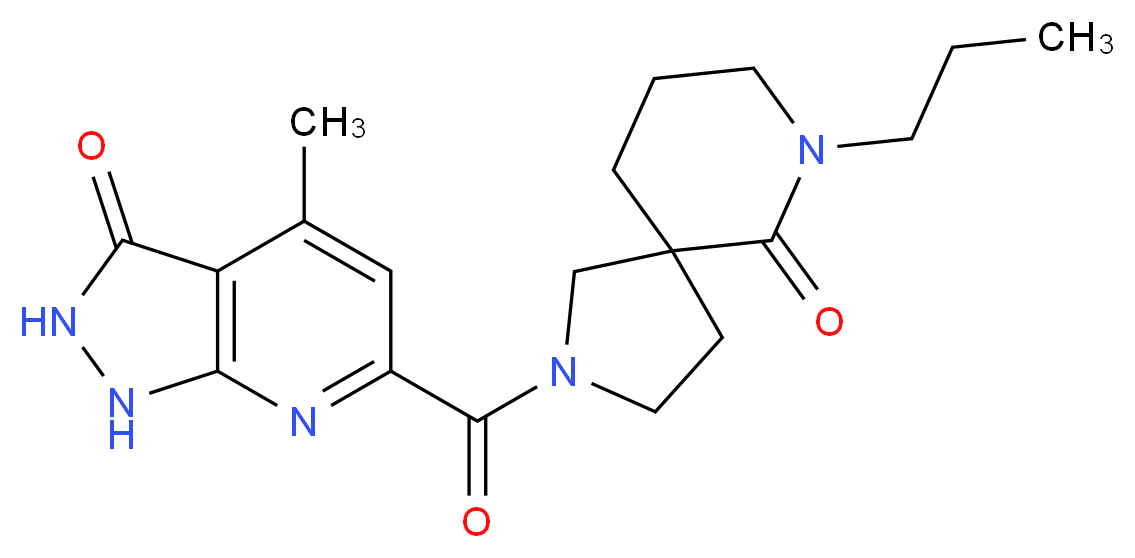 2-[(4-methyl-3-oxo-2,3-dihydro-1H-pyrazolo[3,4-b]pyridin-6-yl)carbonyl]-7-propyl-2,7-diazaspiro[4.5]decan-6-one_分子结构_CAS_)