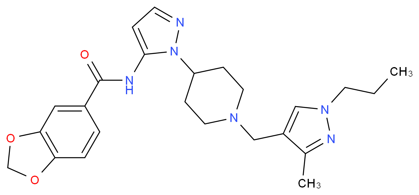 N-(1-{1-[(3-methyl-1-propyl-1H-pyrazol-4-yl)methyl]-4-piperidinyl}-1H-pyrazol-5-yl)-1,3-benzodioxole-5-carboxamide_分子结构_CAS_)