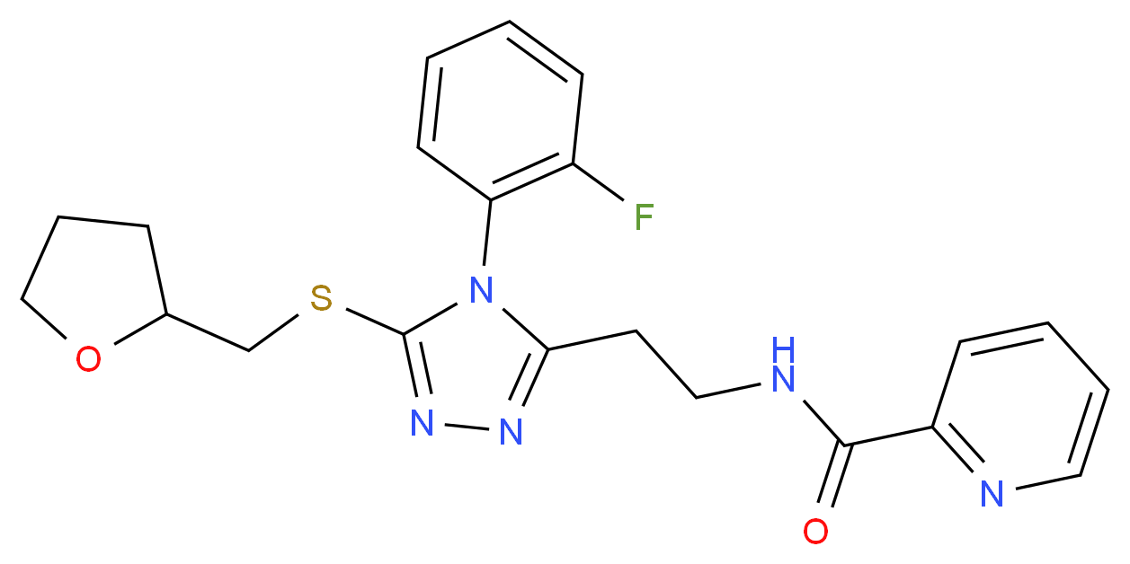 N-(2-{4-(2-fluorophenyl)-5-[(tetrahydro-2-furanylmethyl)thio]-4H-1,2,4-triazol-3-yl}ethyl)-2-pyridinecarboxamide_分子结构_CAS_)
