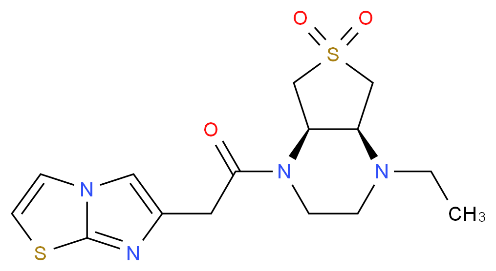 (4aR*,7aS*)-1-ethyl-4-(imidazo[2,1-b][1,3]thiazol-6-ylacetyl)octahydrothieno[3,4-b]pyrazine 6,6-dioxide_分子结构_CAS_)