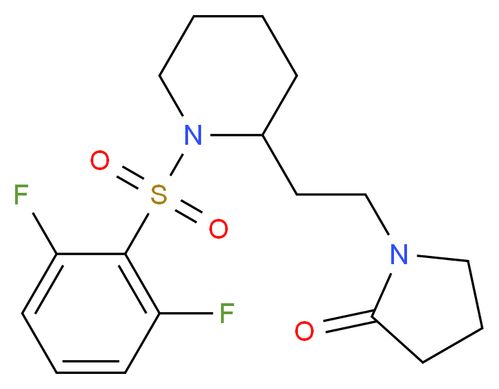 1-(2-{1-[(2,6-difluorophenyl)sulfonyl]-2-piperidinyl}ethyl)-2-pyrrolidinone_分子结构_CAS_)