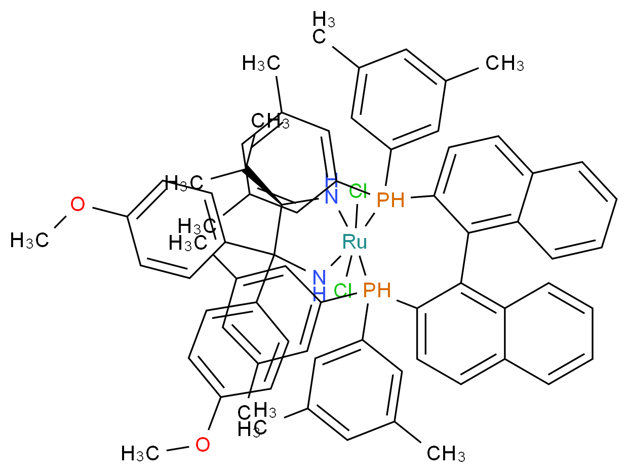 (4R)-1,1-dichloro-12',12',14',14'-tetrakis(3,5-dimethylphenyl)-3,3-bis(4-methoxyphenyl)-4-(propan-2-yl)-2,5-diaza-12'λ<sup>5</sup>,14'λ<sup>5</sup>-diphospha-1-ruthenaspiro[cyclopentane-1,13'-pentacyclo[13.8.0.0<sup>2</sup>,<sup>1</sup><sup>1</sup>.0<sup>3</sup>,<sup>8</sup>.0<sup>1</sup><sup>8</sup>,<sup>2</sup><sup>3</sup>]tricosane]-1'(15'),2',4',6',8',10',16',18',20',22'-decaene_分子结构_CAS_220114-32-9