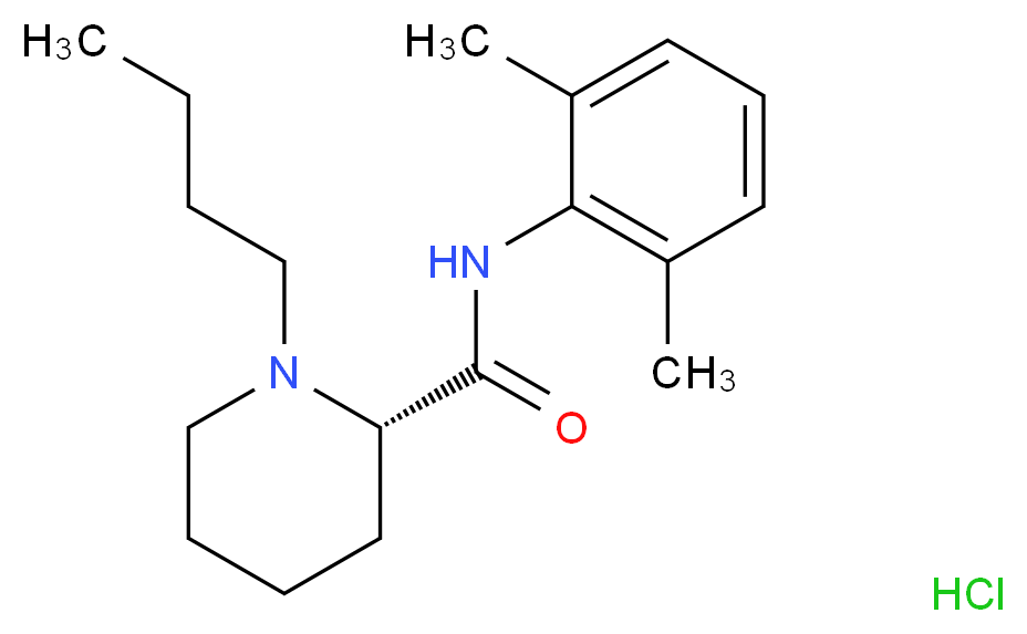 (2S)-1-butyl-N-(2,6-dimethylphenyl)piperidine-2-carboxamide hydrochloride_分子结构_CAS_27262-48-2