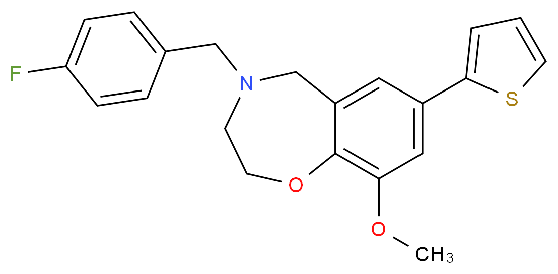 4-(4-fluorobenzyl)-9-methoxy-7-(2-thienyl)-2,3,4,5-tetrahydro-1,4-benzoxazepine_分子结构_CAS_)