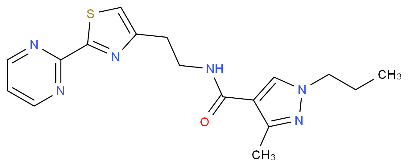 3-methyl-1-propyl-N-{2-[2-(2-pyrimidinyl)-1,3-thiazol-4-yl]ethyl}-1H-pyrazole-4-carboxamide_分子结构_CAS_)
