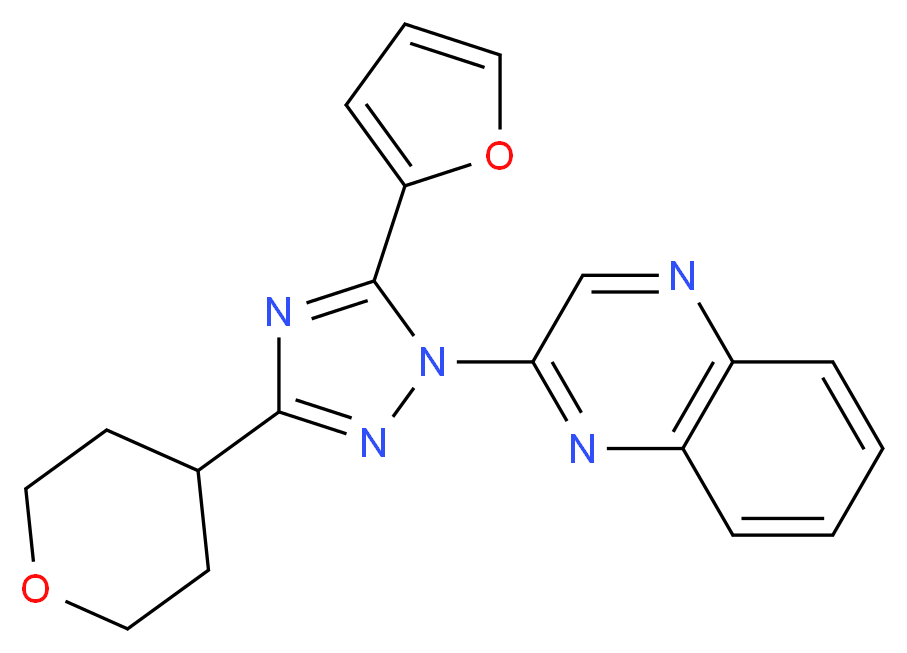 2-[5-(2-furyl)-3-(tetrahydro-2H-pyran-4-yl)-1H-1,2,4-triazol-1-yl]quinoxaline_分子结构_CAS_)