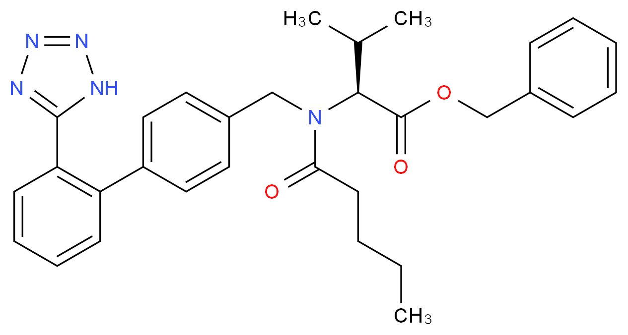 benzyl (2S)-3-methyl-2-[N-({4-[2-(1H-1,2,3,4-tetrazol-5-yl)phenyl]phenyl}methyl)pentanamido]butanoate_分子结构_CAS_137863-20-8