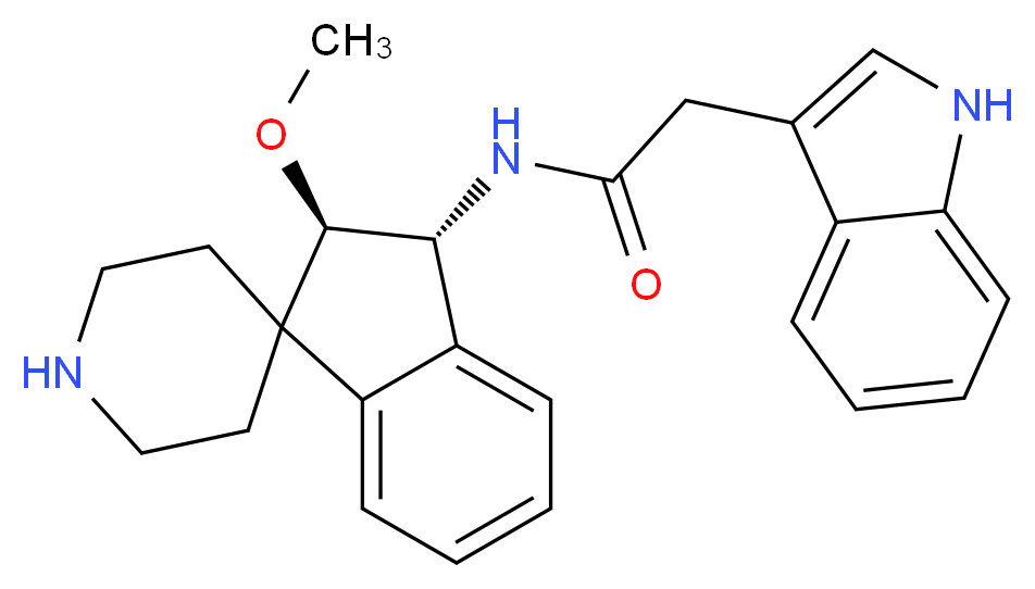 2-(1H-indol-3-yl)-N-[(2R*,3R*)-2-methoxy-2,3-dihydrospiro[indene-1,4'-piperidin]-3-yl]acetamide_分子结构_CAS_)