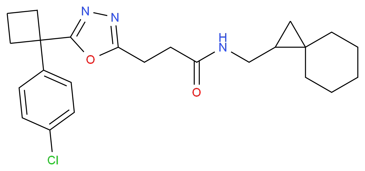 3-{5-[1-(4-chlorophenyl)cyclobutyl]-1,3,4-oxadiazol-2-yl}-N-(spiro[2.5]oct-1-ylmethyl)propanamide_分子结构_CAS_)