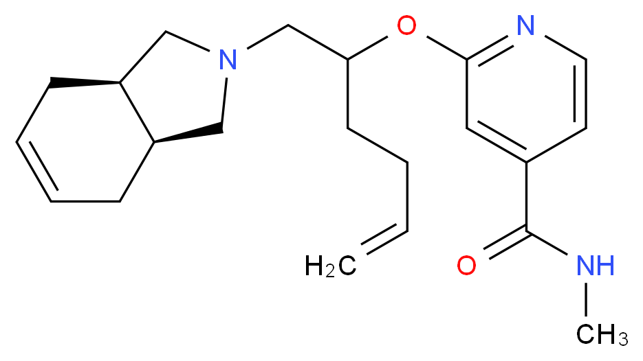 2-({1-[(3aR*,7aS*)-1,3,3a,4,7,7a-hexahydro-2H-isoindol-2-ylmethyl]pent-4-en-1-yl}oxy)-N-methylisonicotinamide_分子结构_CAS_)