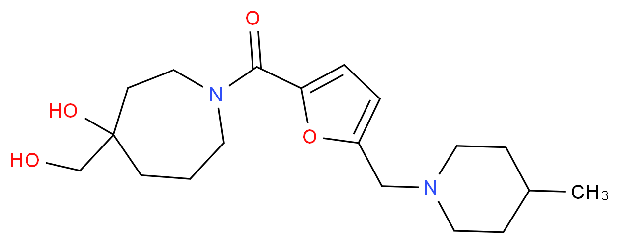 4-(hydroxymethyl)-1-{5-[(4-methyl-1-piperidinyl)methyl]-2-furoyl}-4-azepanol_分子结构_CAS_)