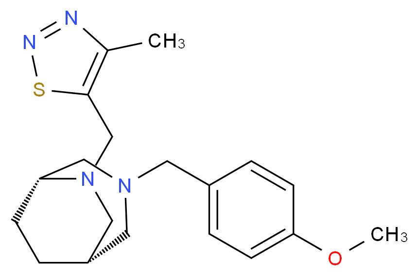 (1S*,5R*)-3-(4-methoxybenzyl)-6-[(4-methyl-1,2,3-thiadiazol-5-yl)methyl]-3,6-diazabicyclo[3.2.2]nonane_分子结构_CAS_)