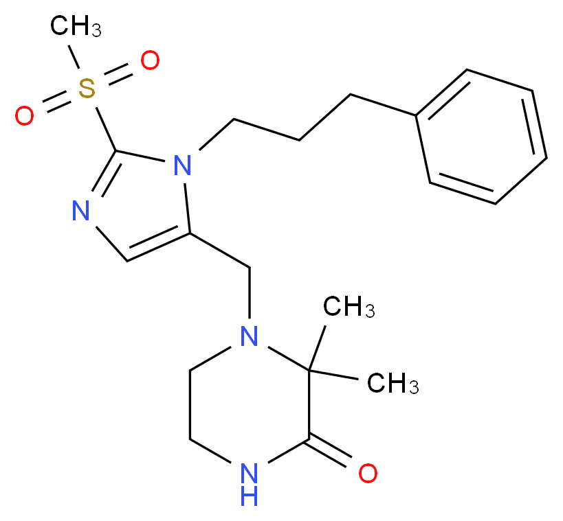 3,3-dimethyl-4-{[2-(methylsulfonyl)-1-(3-phenylpropyl)-1H-imidazol-5-yl]methyl}-2-piperazinone_分子结构_CAS_)