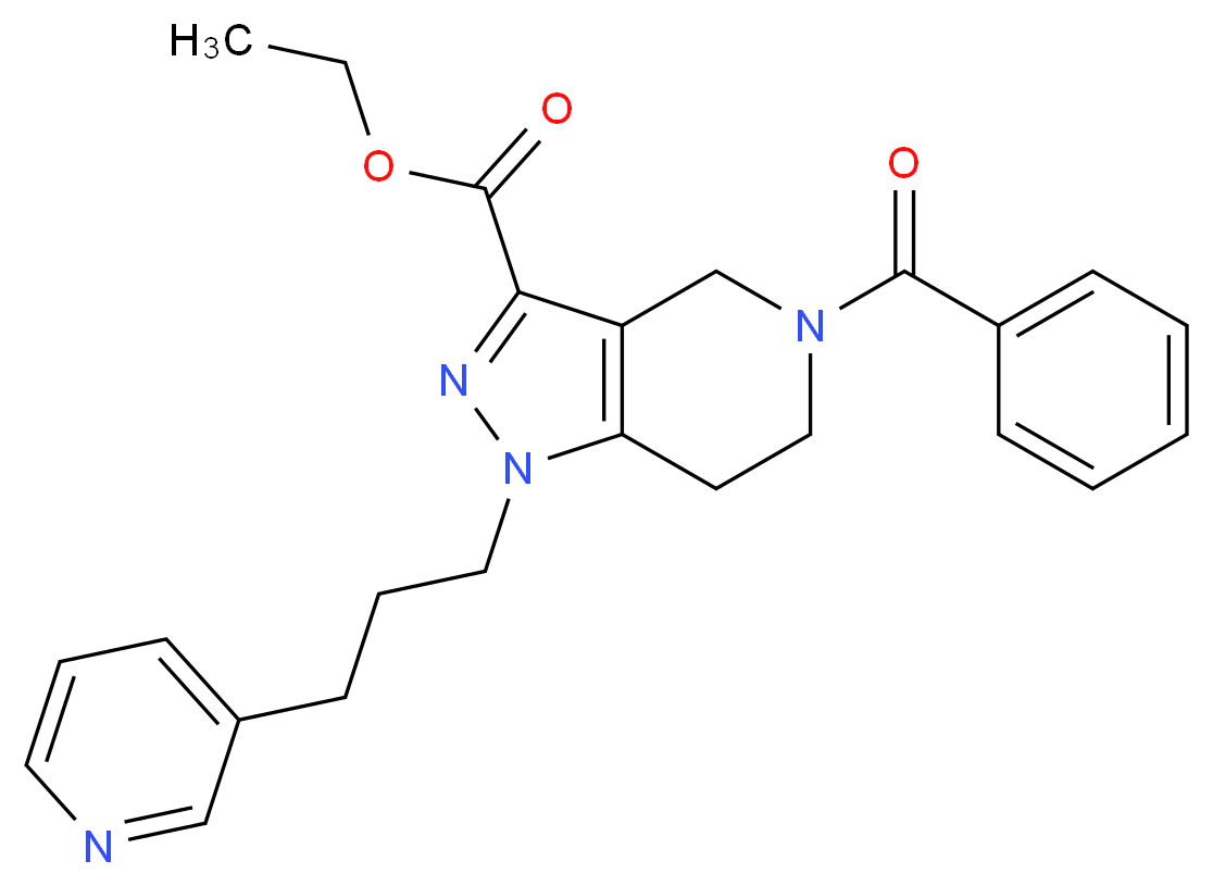 ethyl 5-benzoyl-1-[3-(3-pyridinyl)propyl]-4,5,6,7-tetrahydro-1H-pyrazolo[4,3-c]pyridine-3-carboxylate_分子结构_CAS_)
