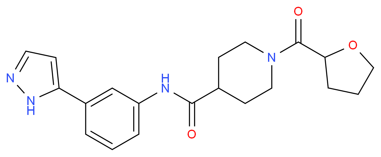 N-[3-(1H-pyrazol-5-yl)phenyl]-1-(tetrahydrofuran-2-ylcarbonyl)piperidine-4-carboxamide_分子结构_CAS_)