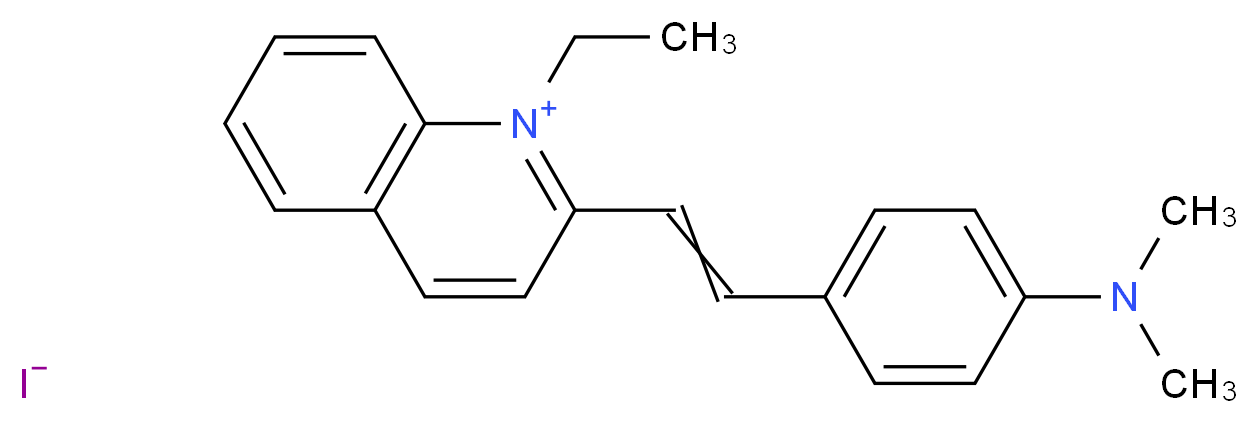 2-{2-[4-(dimethylamino)phenyl]ethenyl}-1-ethylquinolin-1-ium iodide_分子结构_CAS_117-92-0