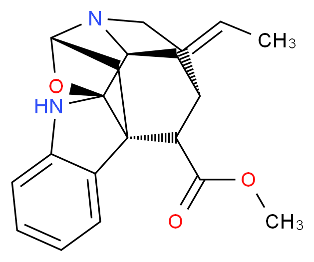 methyl (1R,9R,11S,14E,15S,17S)-14-ethylidene-18-oxa-2,12-diazahexacyclo[9.6.1.1<sup>9</sup>,<sup>1</sup><sup>5</sup>.0<sup>1</sup>,<sup>9</sup>.0<sup>3</sup>,<sup>8</sup>.0<sup>1</sup><sup>2</sup>,<sup>1</sup><sup>7</sup>]nonadeca-3,5,7-triene-19-carboxylate_分子结构_CAS_4684-32-6