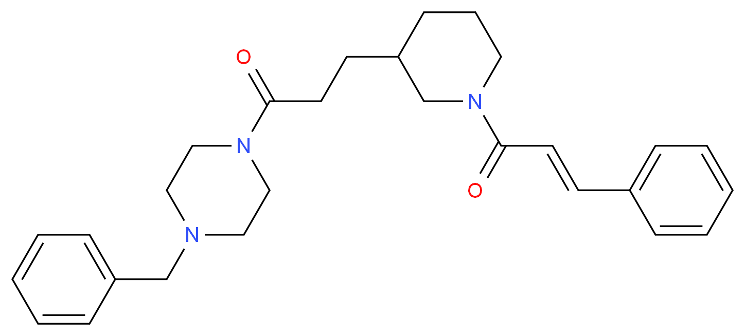 1-benzyl-4-(3-{1-[(2E)-3-phenyl-2-propenoyl]-3-piperidinyl}propanoyl)piperazine_分子结构_CAS_)
