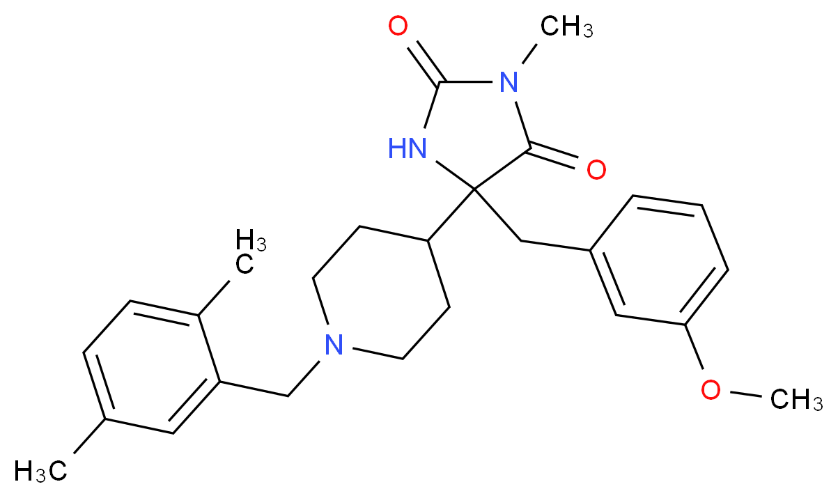 5-[1-(2,5-dimethylbenzyl)-4-piperidinyl]-5-(3-methoxybenzyl)-3-methyl-2,4-imidazolidinedione_分子结构_CAS_)
