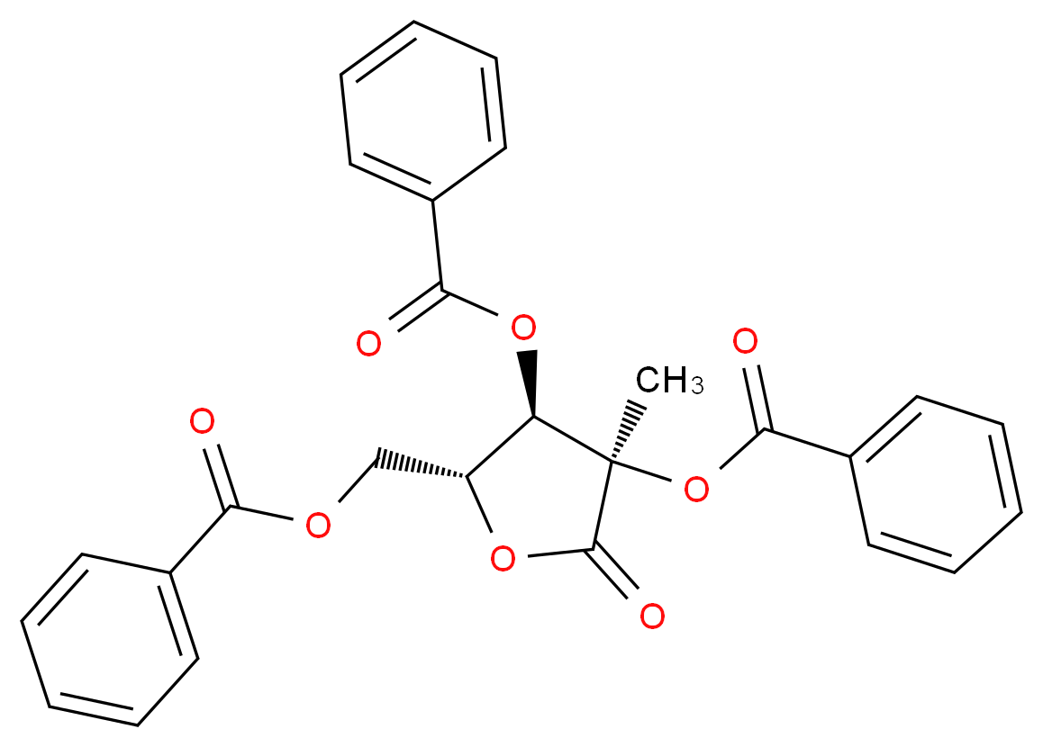 2,3,5-Tri-O-benzoyl-2-C-methyl-D-ribonic-1,4-lactone_分子结构_CAS_7392-74-7)
