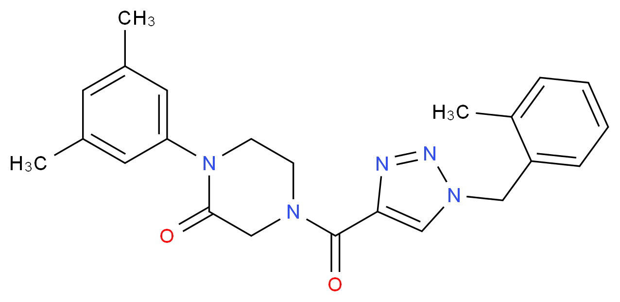 1-(3,5-dimethylphenyl)-4-{[1-(2-methylbenzyl)-1H-1,2,3-triazol-4-yl]carbonyl}-2-piperazinone_分子结构_CAS_)