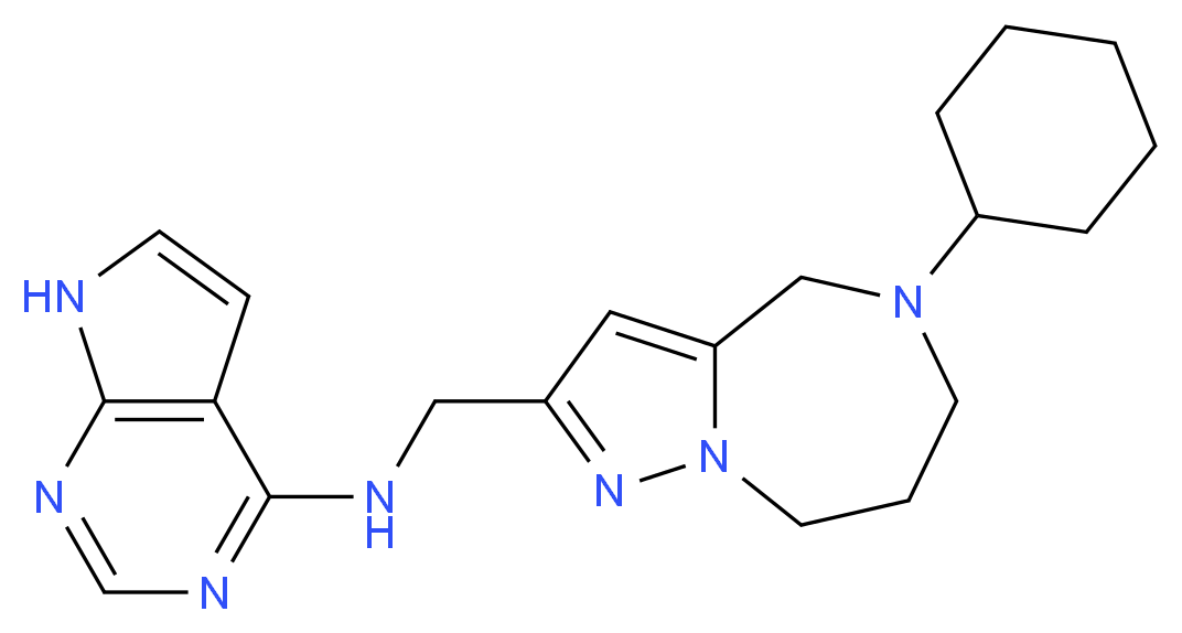 N-[(5-cyclohexyl-5,6,7,8-tetrahydro-4H-pyrazolo[1,5-a][1,4]diazepin-2-yl)methyl]-7H-pyrrolo[2,3-d]pyrimidin-4-amine_分子结构_CAS_)