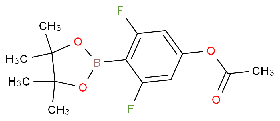 3,5-difluoro-4-(tetramethyl-1,3,2-dioxaborolan-2-yl)phenyl acetate_分子结构_CAS_1218791-32-2