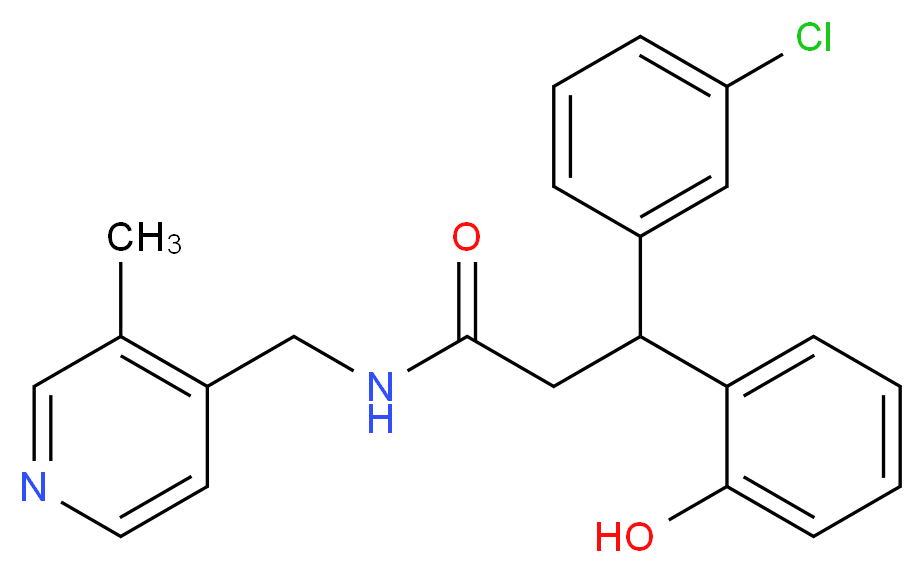 3-(3-chlorophenyl)-3-(2-hydroxyphenyl)-N-[(3-methyl-4-pyridinyl)methyl]propanamide_分子结构_CAS_)
