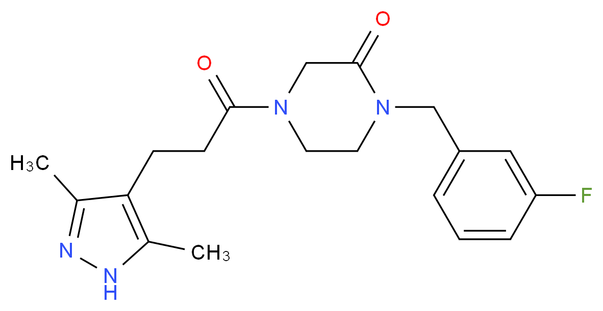 4-[3-(3,5-dimethyl-1H-pyrazol-4-yl)propanoyl]-1-(3-fluorobenzyl)-2-piperazinone_分子结构_CAS_)