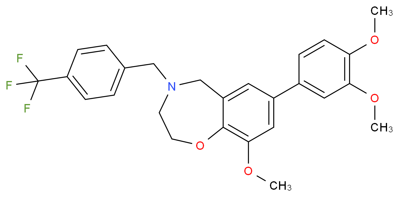 7-(3,4-dimethoxyphenyl)-9-methoxy-4-[4-(trifluoromethyl)benzyl]-2,3,4,5-tetrahydro-1,4-benzoxazepine_分子结构_CAS_)