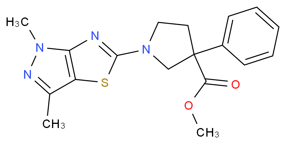 methyl 1-(1,3-dimethyl-1H-pyrazolo[3,4-d][1,3]thiazol-5-yl)-3-phenylpyrrolidine-3-carboxylate_分子结构_CAS_)