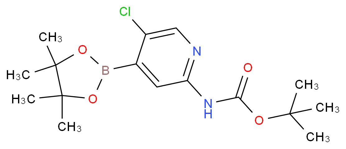 tert-butyl N-[5-chloro-4-(tetramethyl-1,3,2-dioxaborolan-2-yl)pyridin-2-yl]carbamate_分子结构_CAS_1222522-39-5