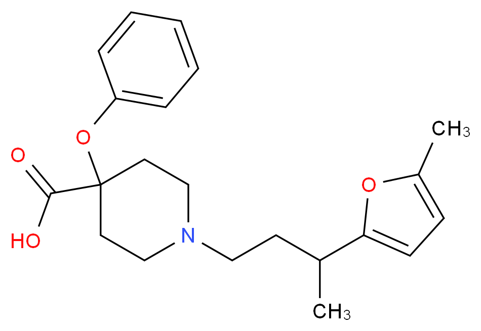 1-[3-(5-methyl-2-furyl)butyl]-4-phenoxypiperidine-4-carboxylic acid_分子结构_CAS_)