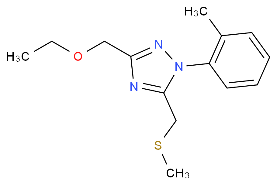 3-(ethoxymethyl)-1-(2-methylphenyl)-5-[(methylthio)methyl]-1H-1,2,4-triazole_分子结构_CAS_)