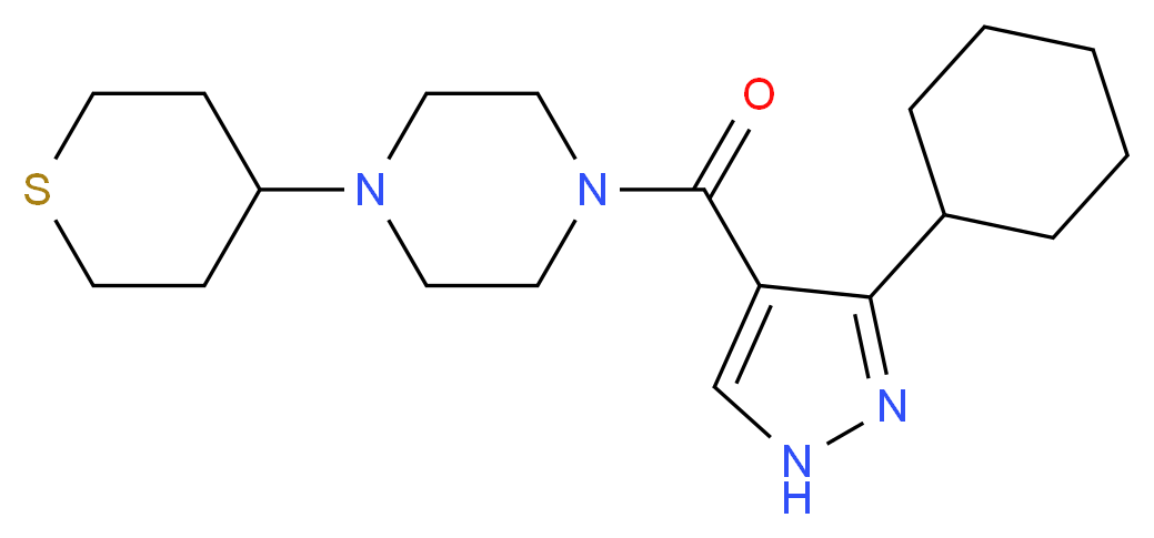 1-[(3-cyclohexyl-1H-pyrazol-4-yl)carbonyl]-4-(tetrahydro-2H-thiopyran-4-yl)piperazine_分子结构_CAS_)