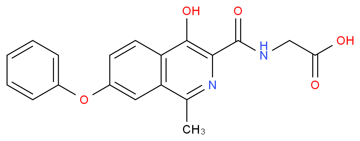 2-[(4-hydroxy-1-methyl-7-phenoxyisoquinolin-3-yl)formamido]acetic acid_分子结构_CAS_808118-40-3