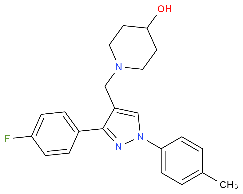 1-{[3-(4-fluorophenyl)-1-(4-methylphenyl)-1H-pyrazol-4-yl]methyl}-4-piperidinol_分子结构_CAS_)