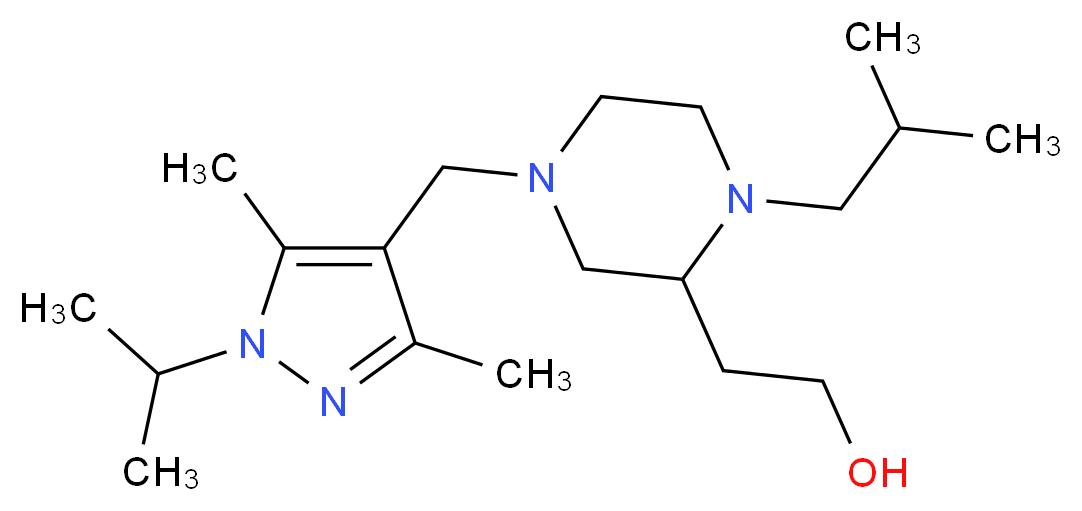 2-{1-isobutyl-4-[(1-isopropyl-3,5-dimethyl-1H-pyrazol-4-yl)methyl]-2-piperazinyl}ethanol_分子结构_CAS_)