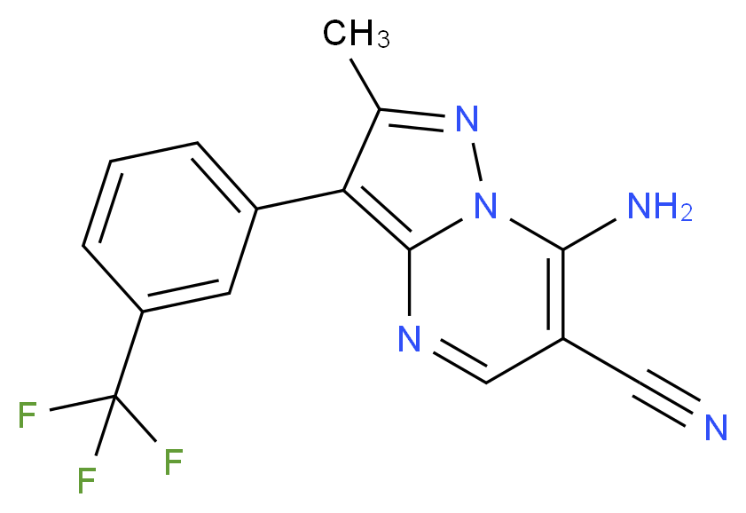 7-Amino-2-methyl-3-[3-(trifluoromethyl)phenyl]pyrazolo[1,5-a]pyrimidine-6-carbonitrile_分子结构_CAS_)