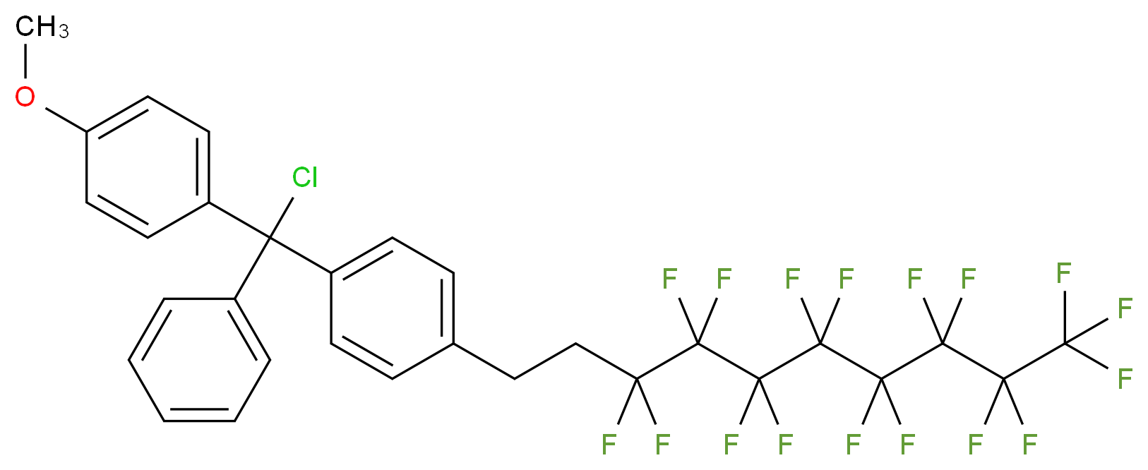 1-{chloro[4-(3,3,4,4,5,5,6,6,7,7,8,8,9,9,10,10,10-heptadecafluorodecyl)phenyl]phenylmethyl}-4-methoxybenzene_分子结构_CAS_865758-37-8