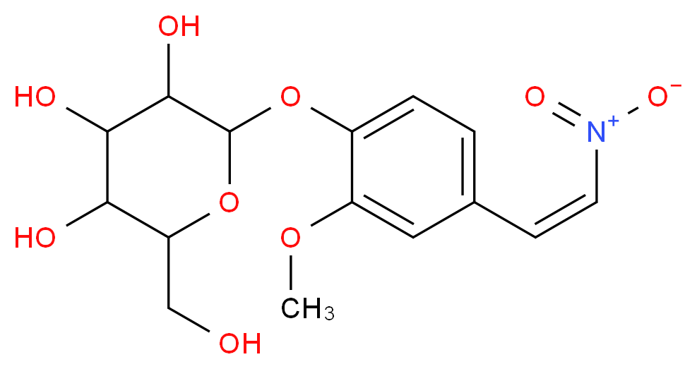 2-(hydroxymethyl)-6-{2-methoxy-4-[(Z)-2-nitroethenyl]phenoxy}oxane-3,4,5-triol_分子结构_CAS_70622-80-9