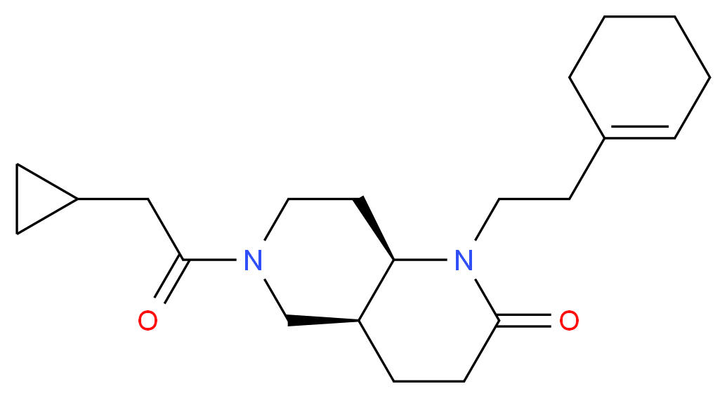 (4aS*,8aR*)-1-(2-cyclohex-1-en-1-ylethyl)-6-(cyclopropylacetyl)octahydro-1,6-naphthyridin-2(1H)-one_分子结构_CAS_)