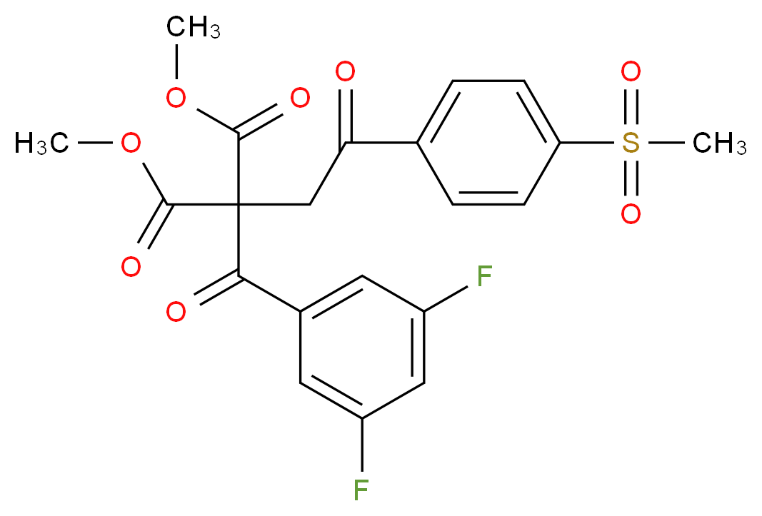 Dimethyl 2-(3,5-difluorobenzoyl)-2-{2-[4-(methyl-sulfonyl)phenyl]-2-oxoethyl}malonate_分子结构_CAS_)