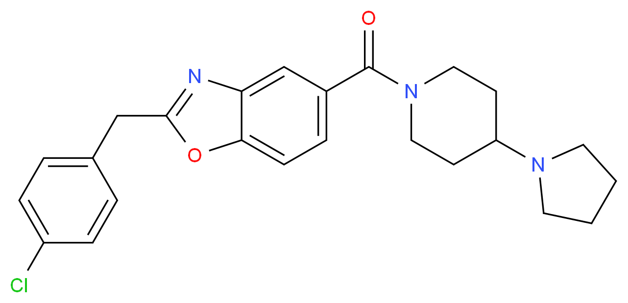 2-(4-chlorobenzyl)-5-{[4-(1-pyrrolidinyl)-1-piperidinyl]carbonyl}-1,3-benzoxazole_分子结构_CAS_)