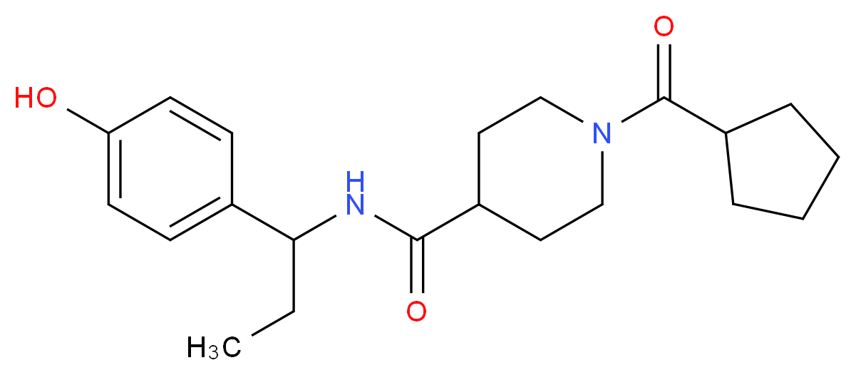 1-(cyclopentylcarbonyl)-N-[1-(4-hydroxyphenyl)propyl]-4-piperidinecarboxamide_分子结构_CAS_)